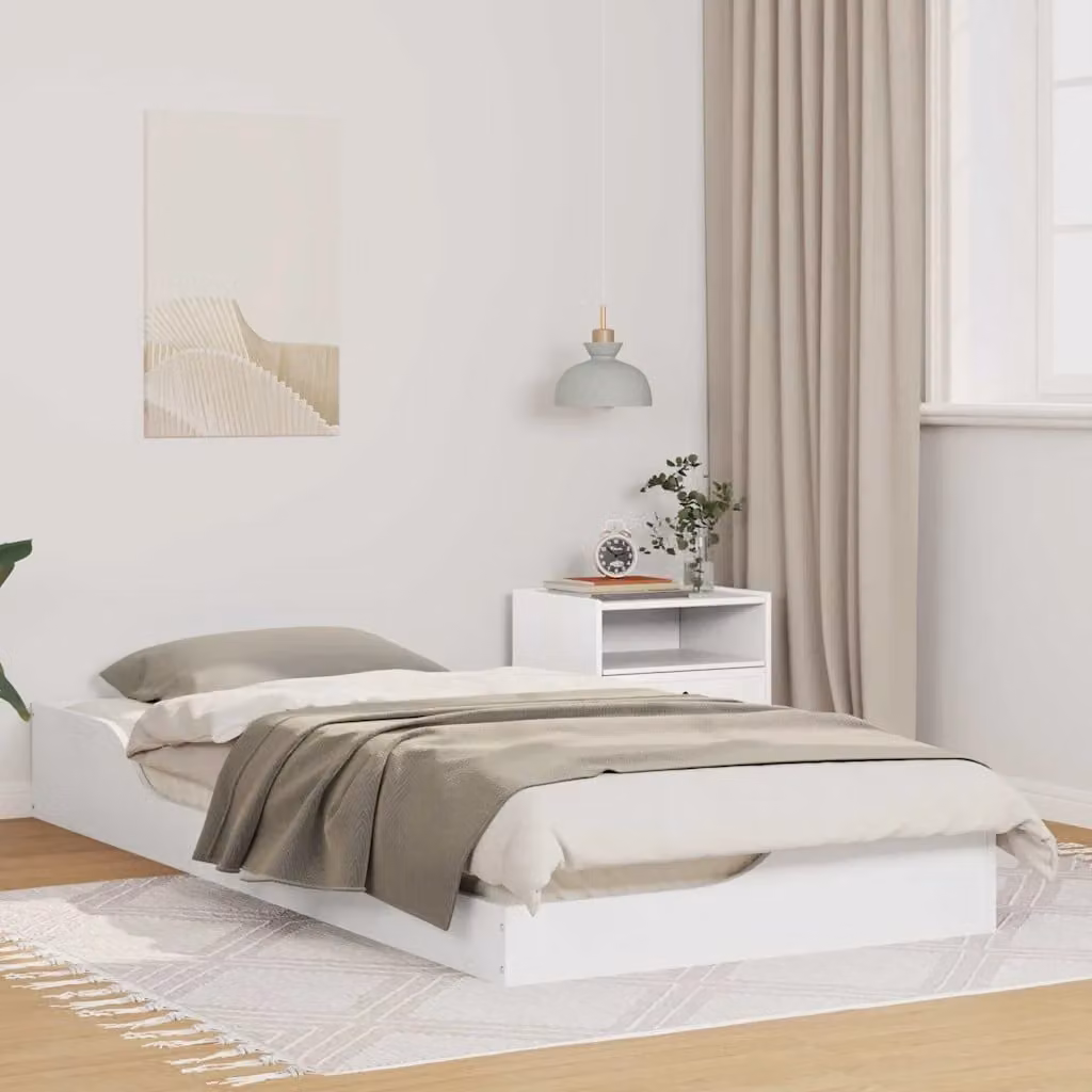 Struttura del letto bianca vidaXL in pino massello con cassetti L 80 cm x P 200 cm – 1