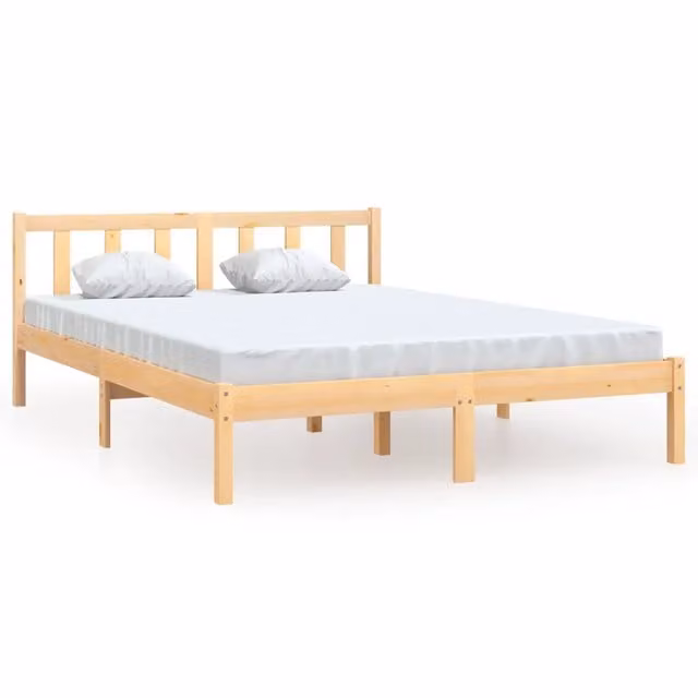 Letto matrimoniale per adulti in legno massello di pino bianco con design moderno L/P/H: 140 x 200 cm