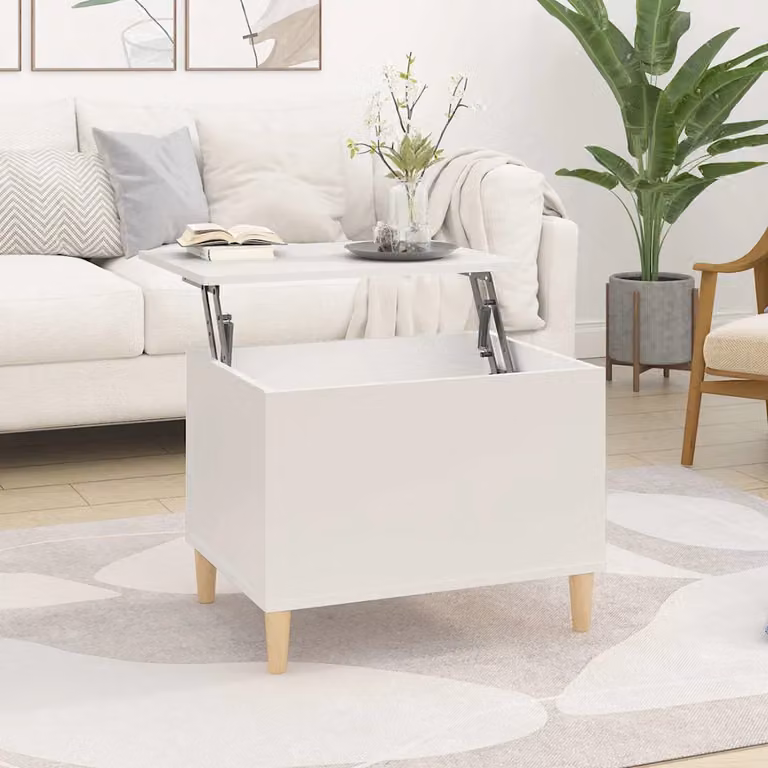 vidaXL Tavolino da Salotto Moderno Bianco in Legno e MDF L: 60 cm, P: 44,5 cm, H: 45 cm