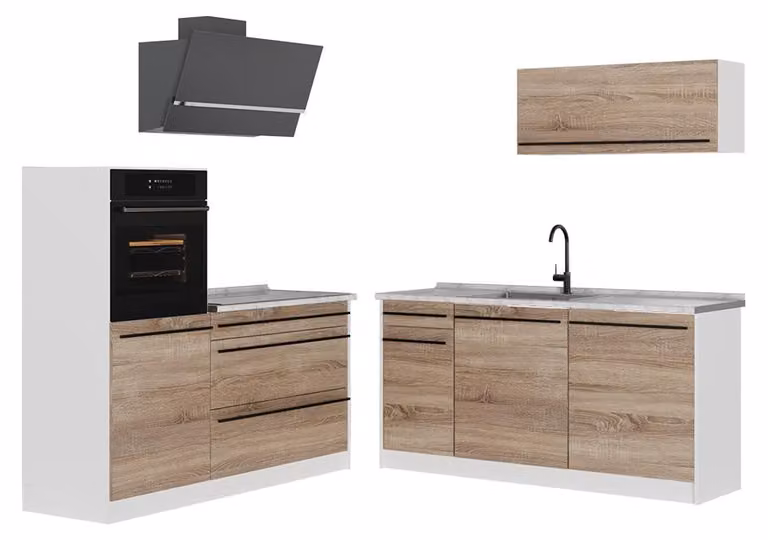 Cucina componibile Vicco R-Line Sonoma/Bianco 160 cm senza piano di lavoro, Model 66940
