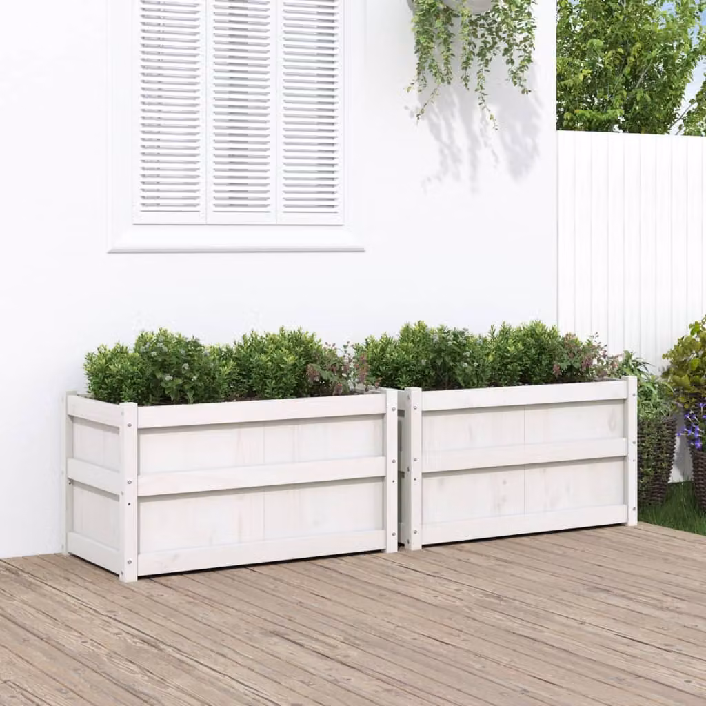 Set di 2 fioriere da giardino vidaXL in legno di pino bianco