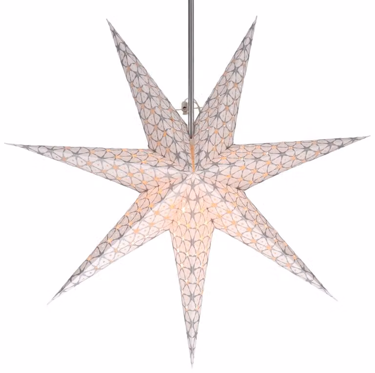 Stella di carta, 60 cm, pieghevole, colore bianco, decorazione per finestre
