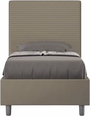 Letto imbottito Singolo 80x200 cm Focus - Similpelle,Senza rete,Cappuccino