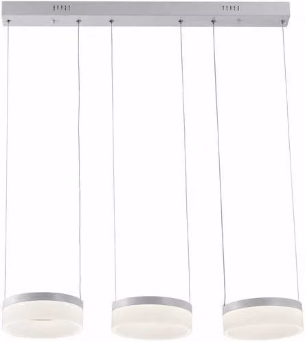 Lampada a sospensione LED Nicki di Reality Leuchten, design moderno in bianco e argento, con 3 luci e altezza regolabile