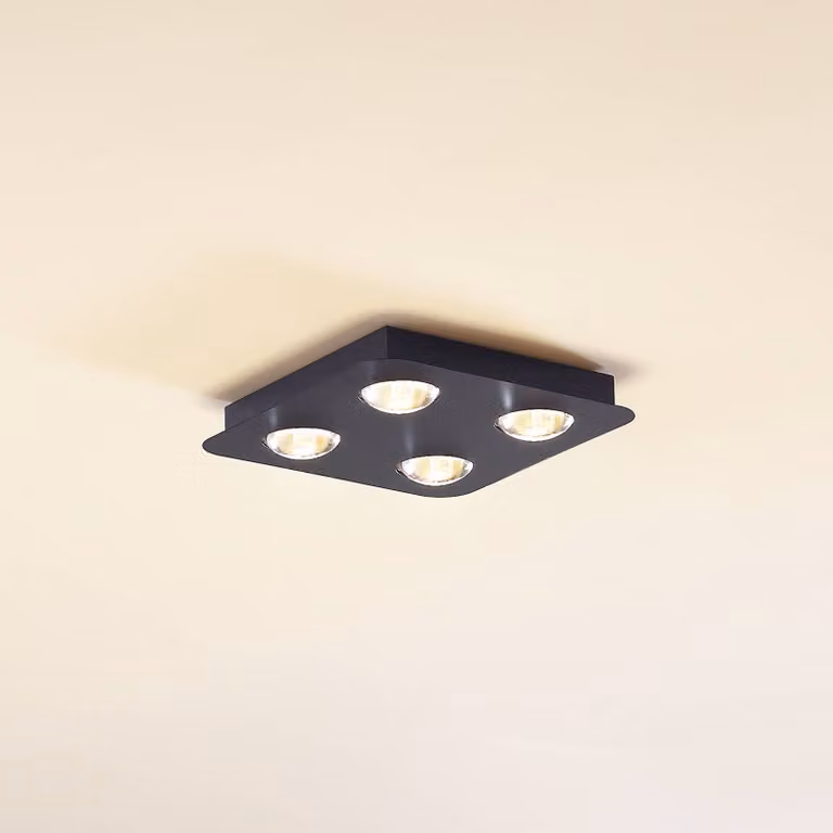 Plafoniera soffitto Jyla Lindby, dimmerabile, Nero, Corridoio, Metallo, Moderno, Plafoniera