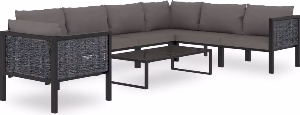 The Living Store Set salotto da giardino 8 pezzi con cuscini in poly rattan antracite