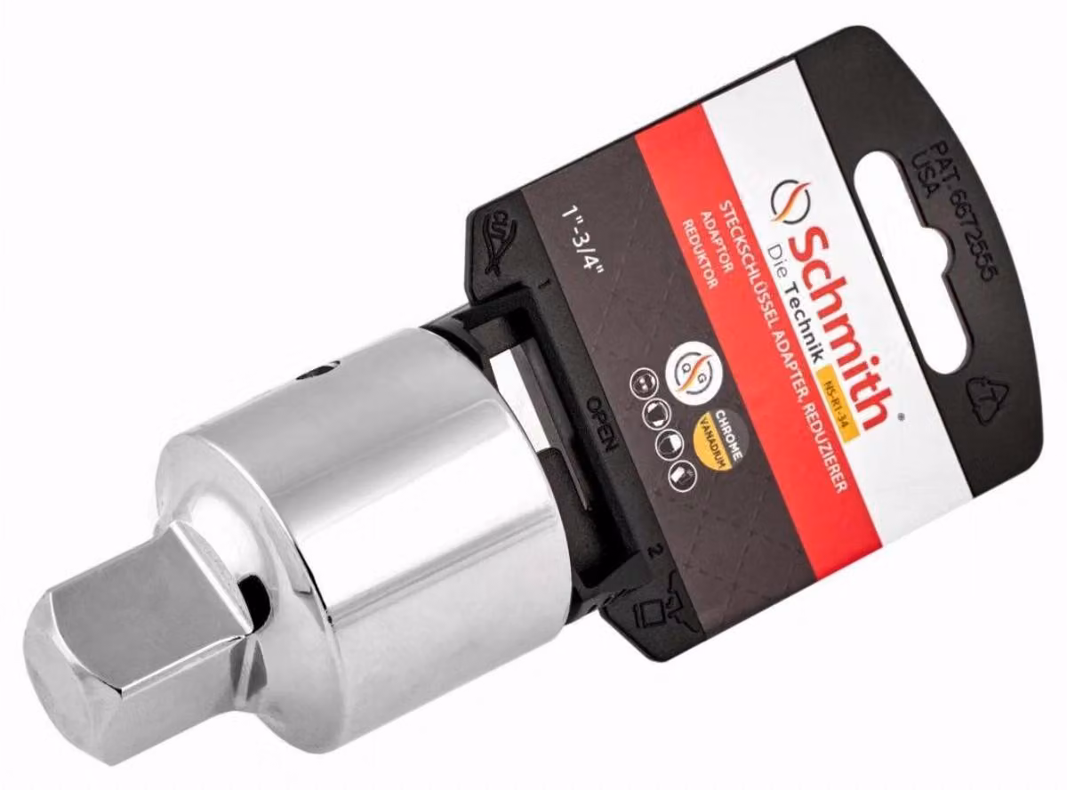 Adattatore riduttore Schmith da 1" a 3/4", serie PRO, in acciaio CrV, per chiavi a cricchetto, bussole e utensili, accessori per officina, adattatore per inserti a bussola