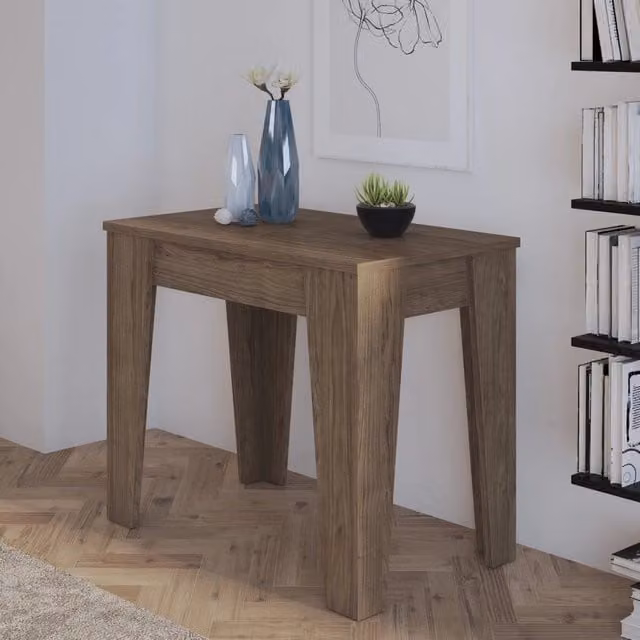 Consolle allungabile DMORA in legno marrone rovere, L: 305.6 cm, P: 90 cm, H: 75.2 cm – 1