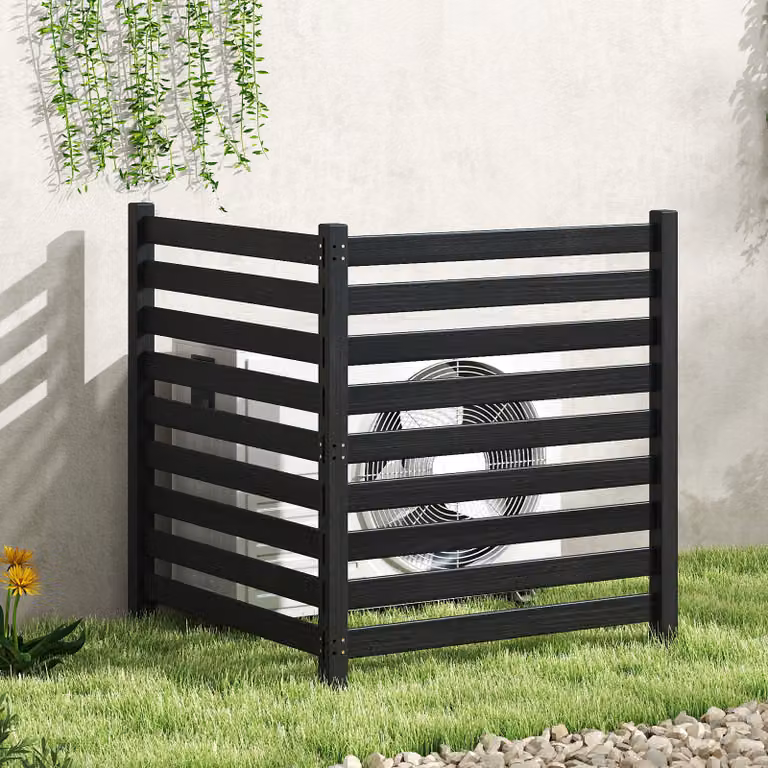 Recinzione da giardino modulare in legno massello Costway, set di 2 pezzi divisorio esterno, Nero