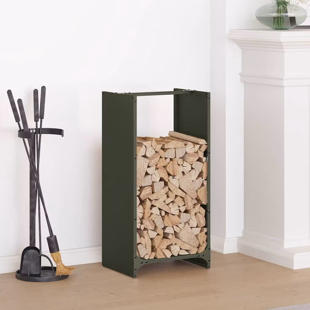 Rastrelliera per legna da ardere vidaXL Verde Oliva L 40 cm x P 30 cm x H 80 cm