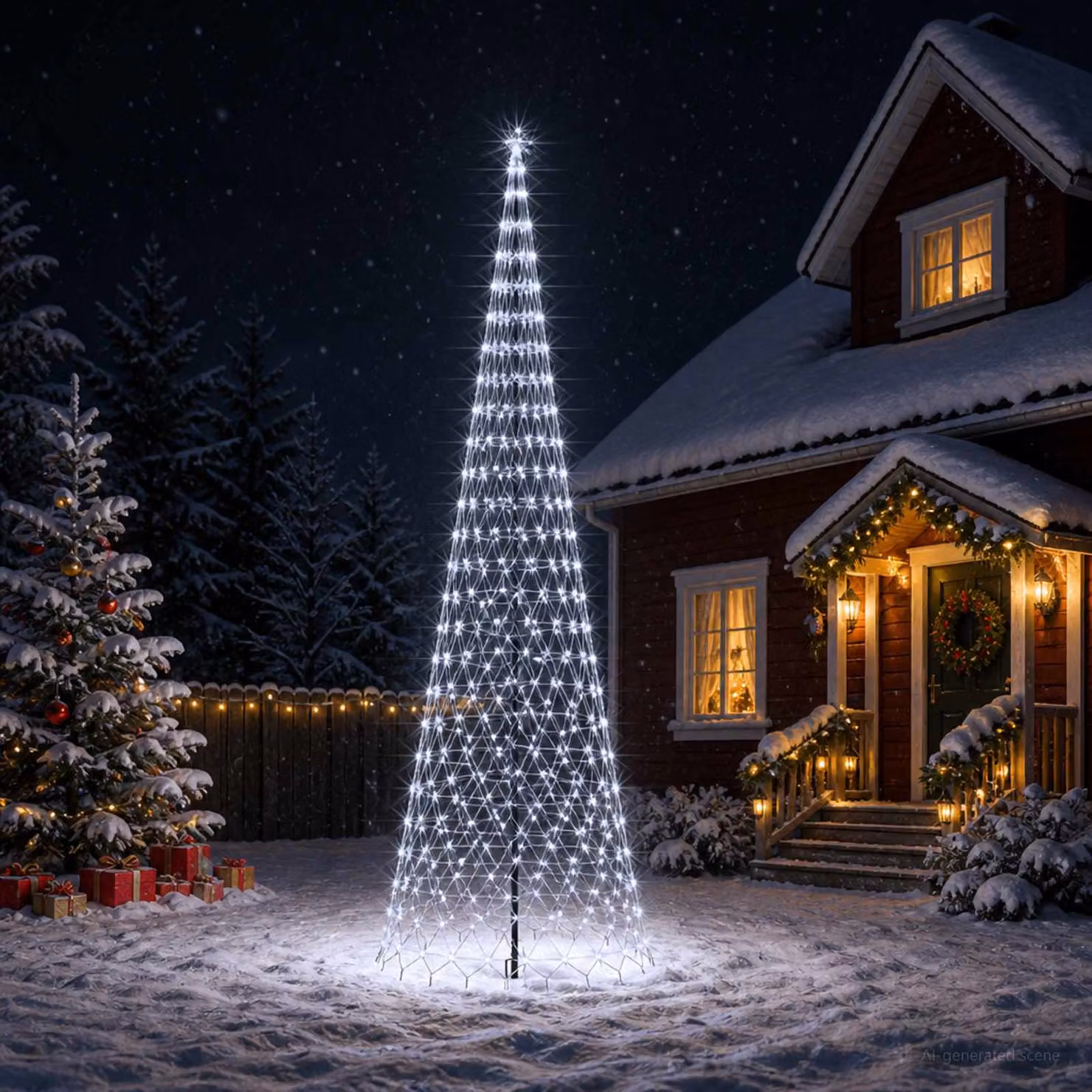 vidaXL Albero di Natale LED 500 cm 550 LED Bianco freddo Ferro Nero