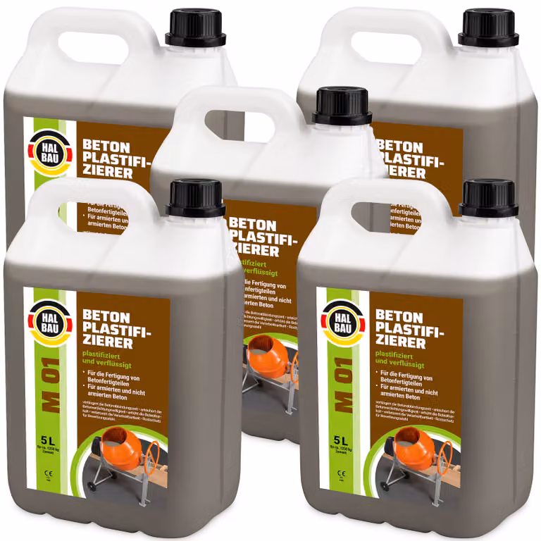 Plastificante per calcestruzzo 25 L Additivo per calcestruzzo Protezione anticorrosione per l'acciaio d'armatura HALBAU M01