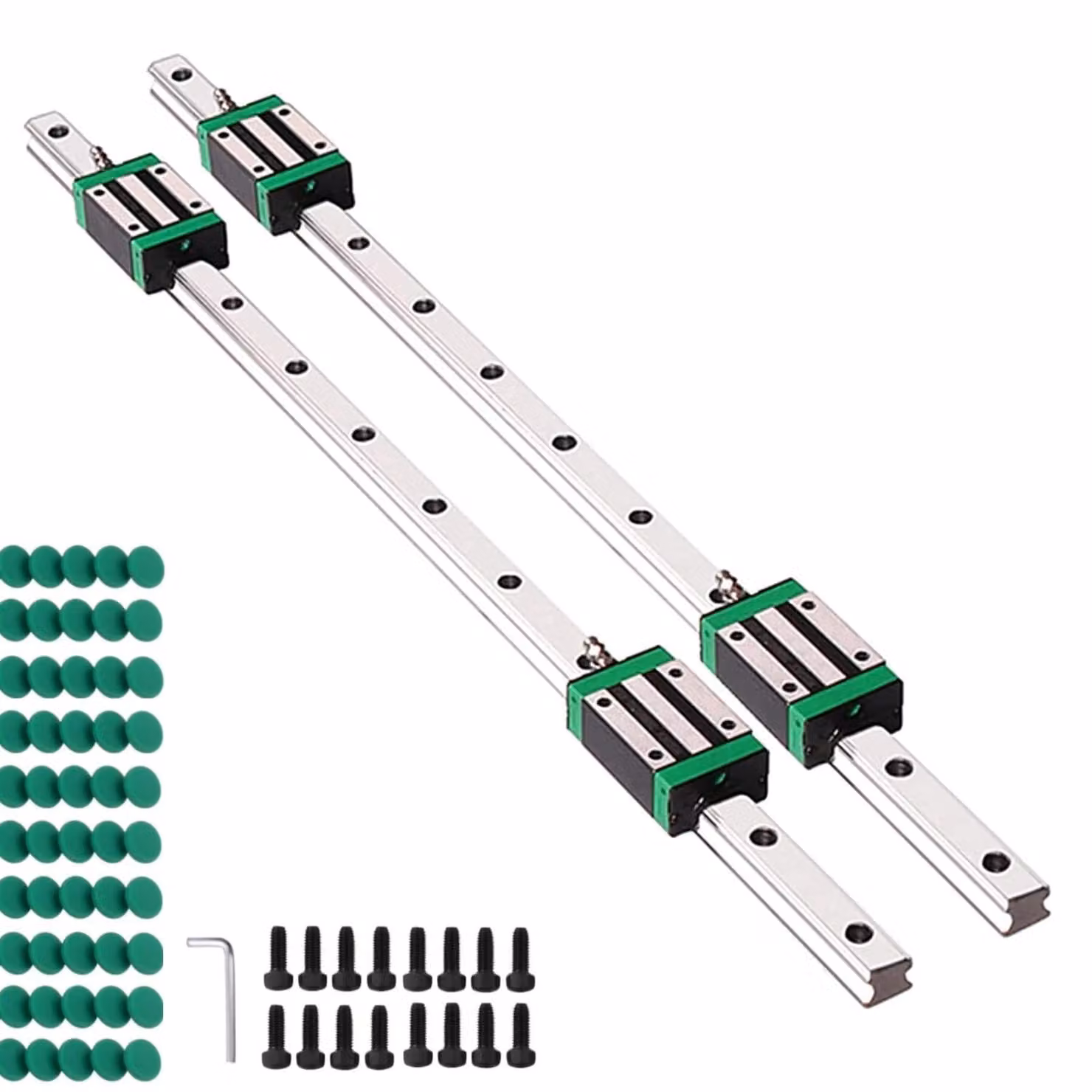 Guida lineare, modello HGR 20, lunghezza 1200 mm, binario lineare con 4 carrelli scorrevoli