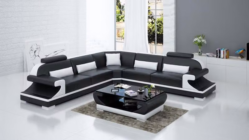 Ledersofa Couch Wohnlandschaft Ecksofa Eck Garnitur Design Modern Sofa G8021B