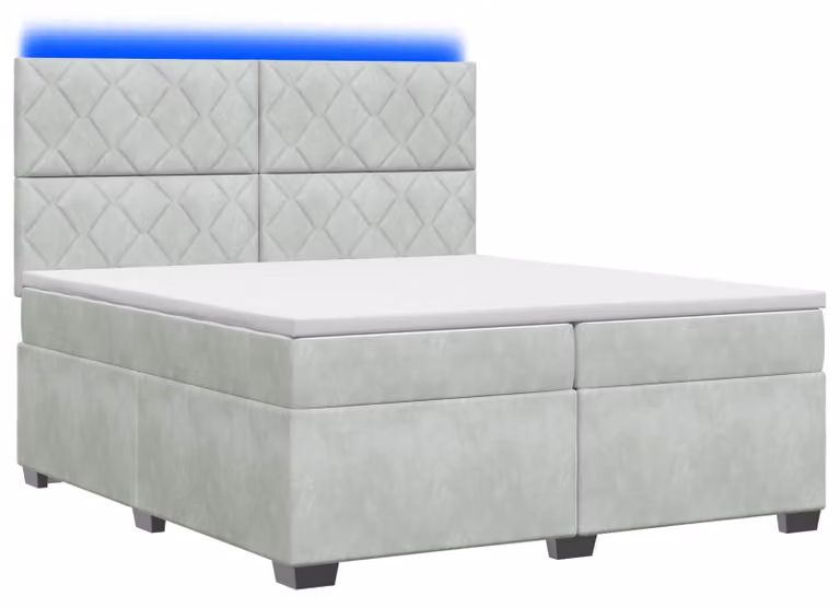 Letto a molle con materasso grigio chiaro 200 x 200 cm in velluto