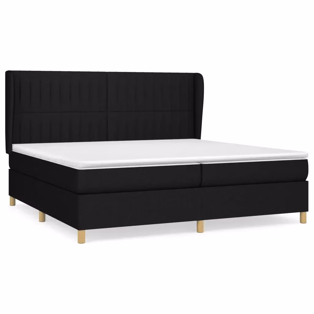 vidaXL Giroletto a Molle con Materasso Nero in Tessuto 200x200 cm – 2