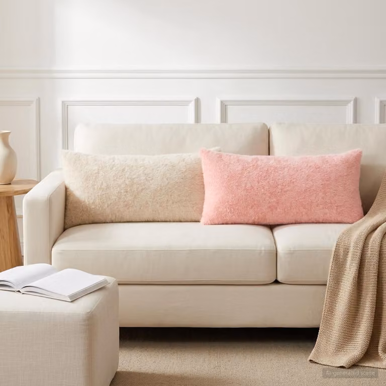 Set di 2 federe vidaXL HEERLEN in ecopelliccia bianche, L 40 cm x P 80 cm