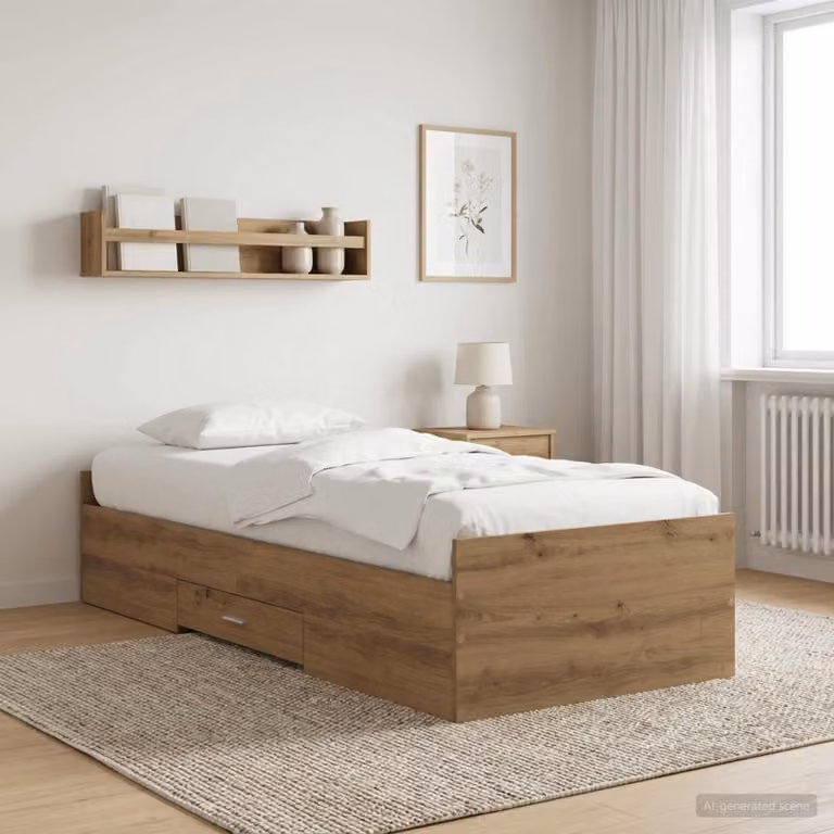 vidaXL Telaio del letto moderno con cassetti in legno color marrone L 80 cm x P 200 cm x H 40 cm