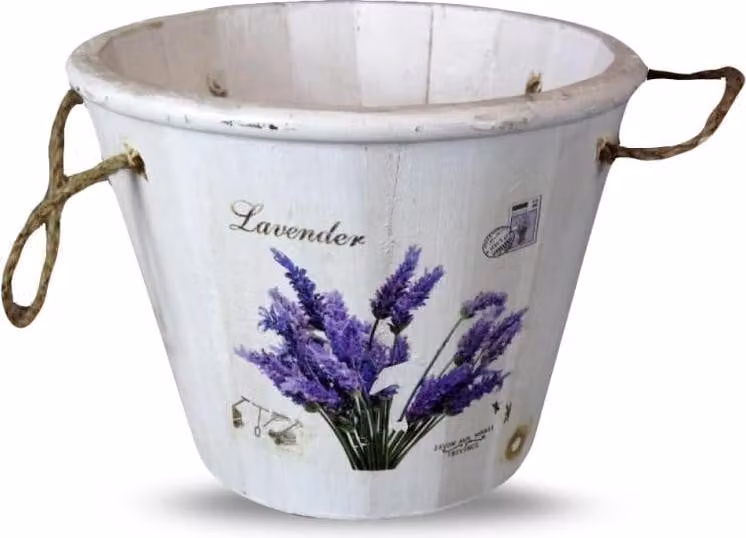 Astuccio medio in legno bianco con motivo di lavanda 14x18 cm