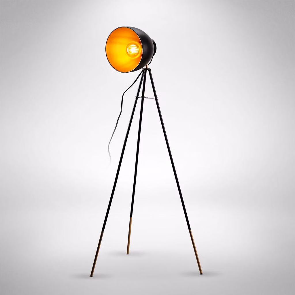 Lampada da terra vintage industriale, piantana elegante retrò con paralume orientabile, adatta per lampadina E27 non inclusa, alta 136cm, lampada a stelo colori nero e oro, interruttore a pedale IP20