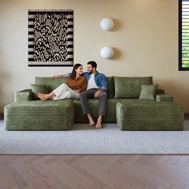 Divano angolare Chaise Longue ¨C Minimal ¨C Verde, 270cm, senza montaggio