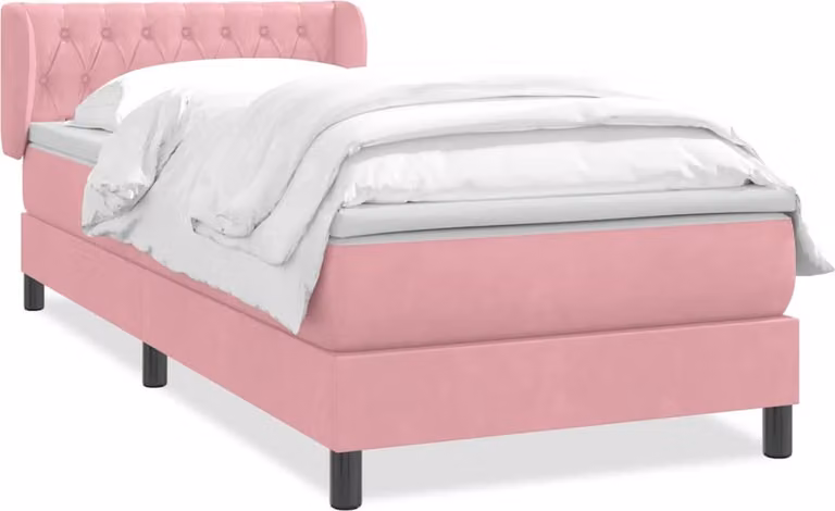 Giroletto a Molle con Materasso Rosa 80x220 cm Velluto