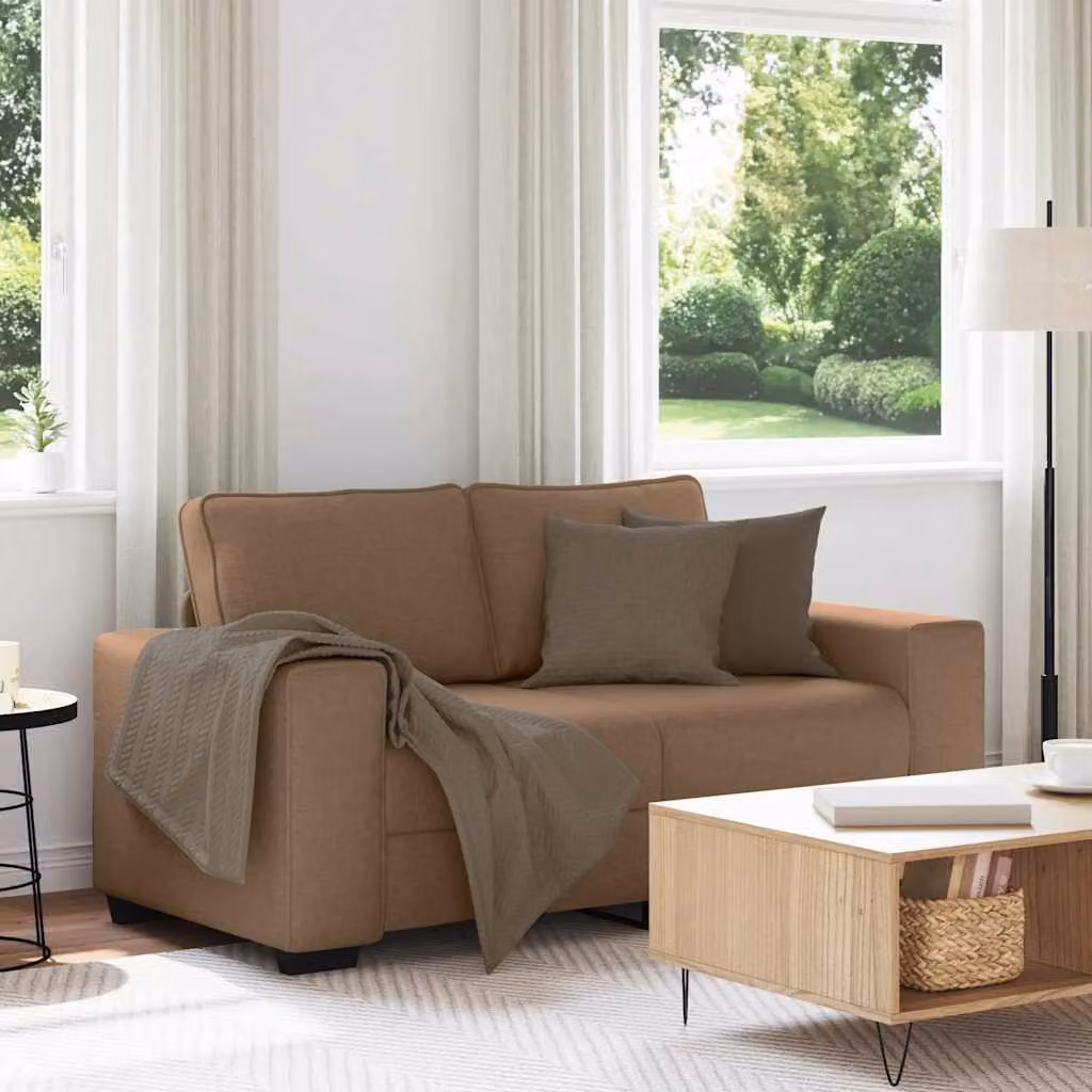 Divano a 2 posti vidaXL in tessuto marrone con struttura in legno e metallo L 160 x P 77 x H 82 cm