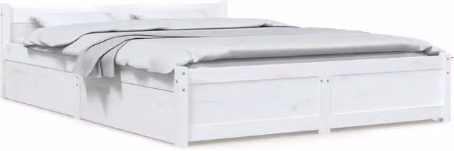 Letto matrimoniale | Letto per adulti | Giroletto con Cassetti Bianco 150x200 cm King Size