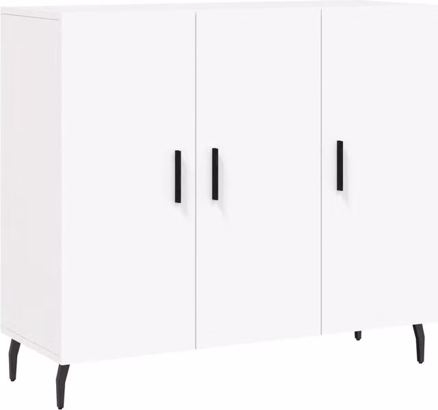 Credenza moderna bianca in legno e metallo per sala da pranzo L: 90 cm, P: 34 cm, H: 80 cm