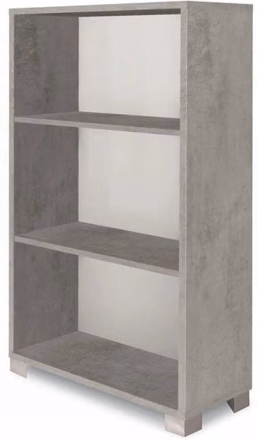 Libreria a giorno Sarmog in stile industrial con finitura cemento grigio opaco, L: 70 cm, P: 29 cm, H: 118 cm