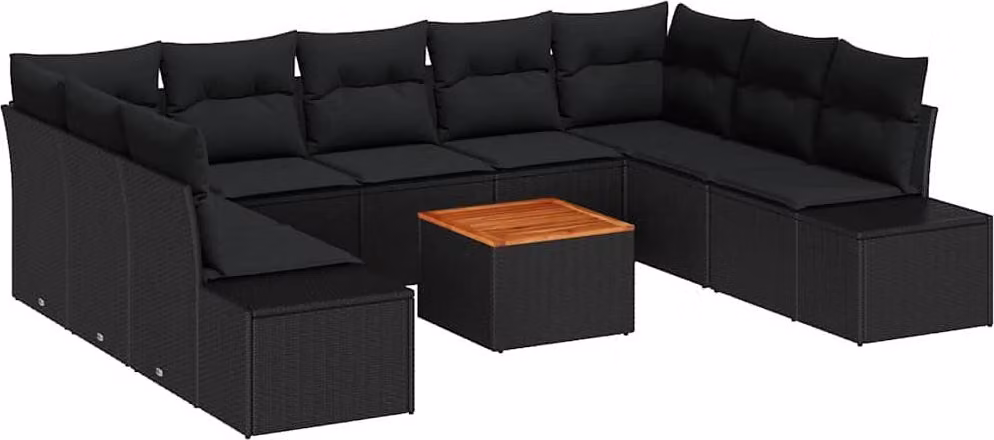Set Divano da Giardino con archiviazione 10 pcs Nero