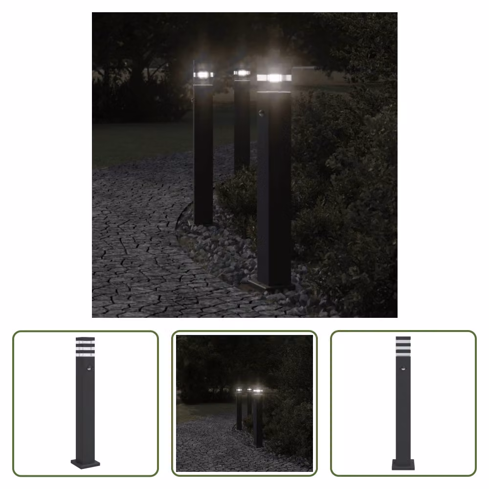 The Living Store Luce di percorso con rilevatore di movimento nero 80 cm in alluminio