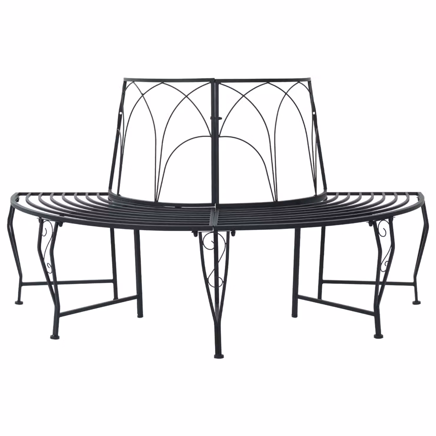 Panchina da giardino vidaXL per 4 persone in acciaio nero L: 160 cm, P: 80 cm, H: 89 cm