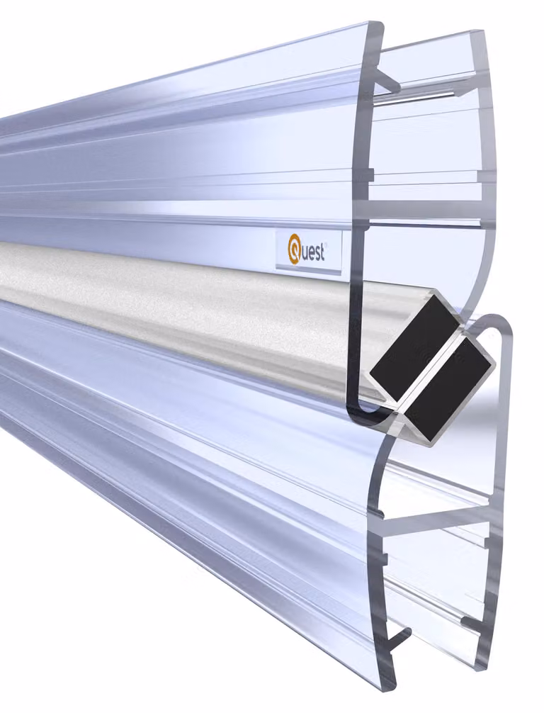 QUEST guarnizione magnetica angolare per doccia 200 cm trasparente, 2 pezzi