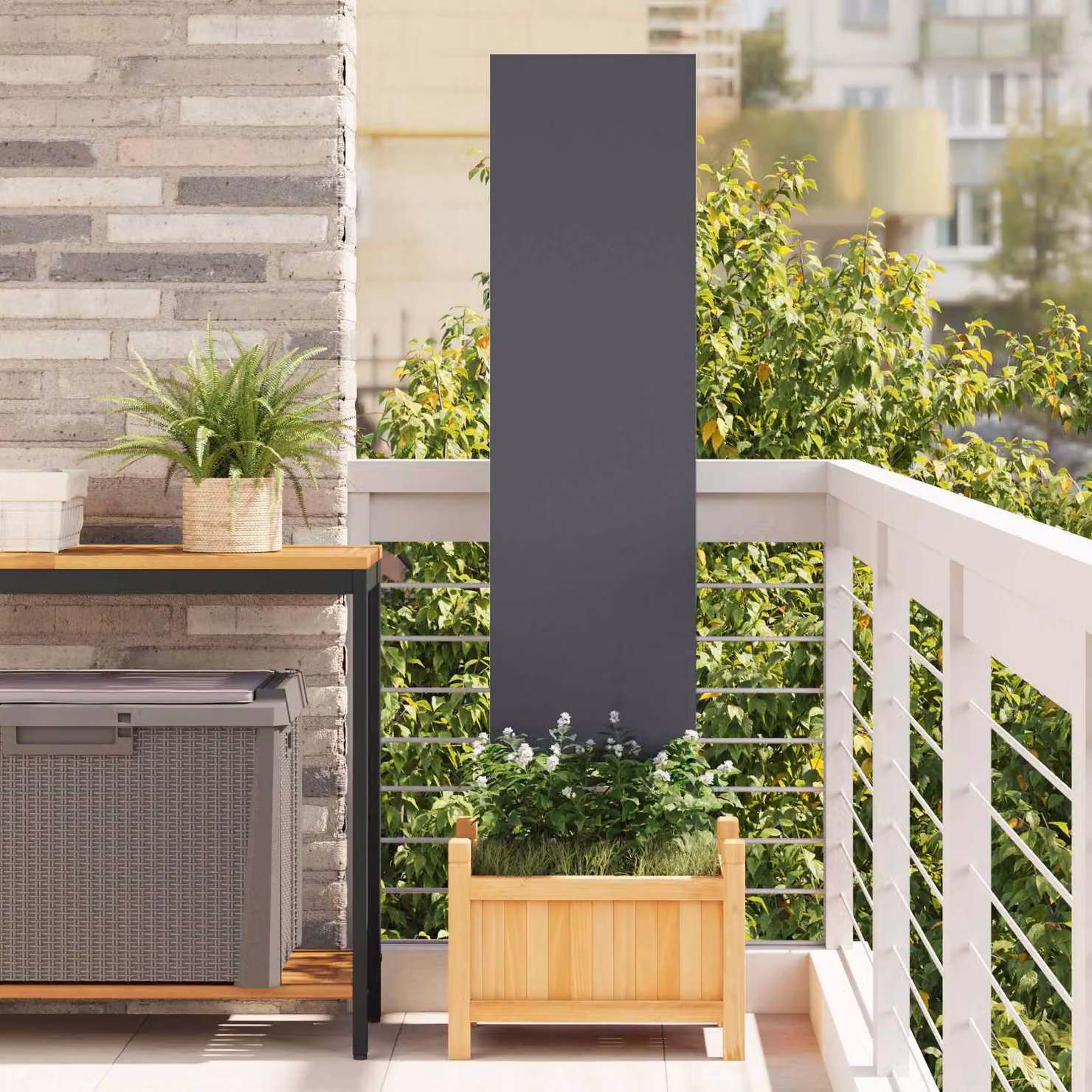 Paravento per privacy da giardino vidaXL in acciaio, colore Antracite, L: 140 cm