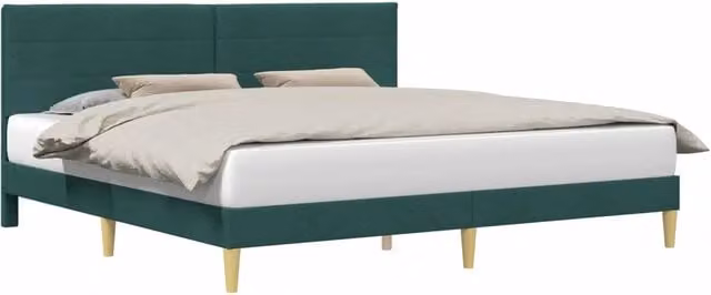 Letto matrimoniale moderno in tessuto verde con struttura in legno composito L: 200 cm, P: 200 cm, H: 280 cm