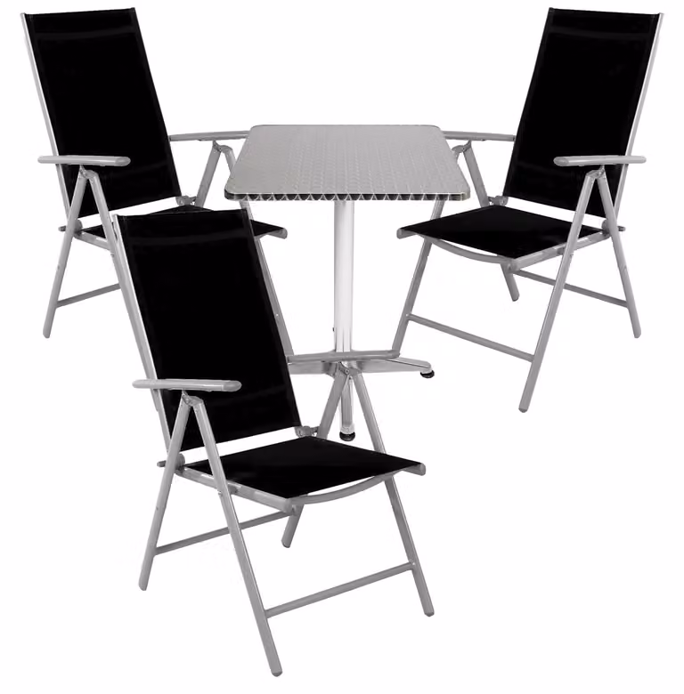 Set da bistrot 4 pezzi in alluminio - Tessuto / Nero
