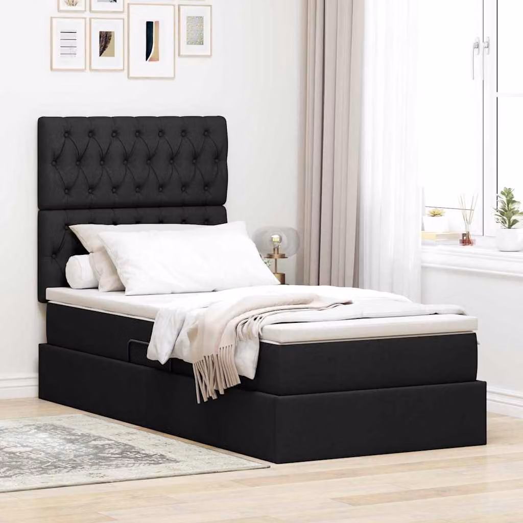 Letto con contenitore e illuminazione LED vidaXL Nero L: 100 cm, P: 200 cm, H: 76 cm – 1
