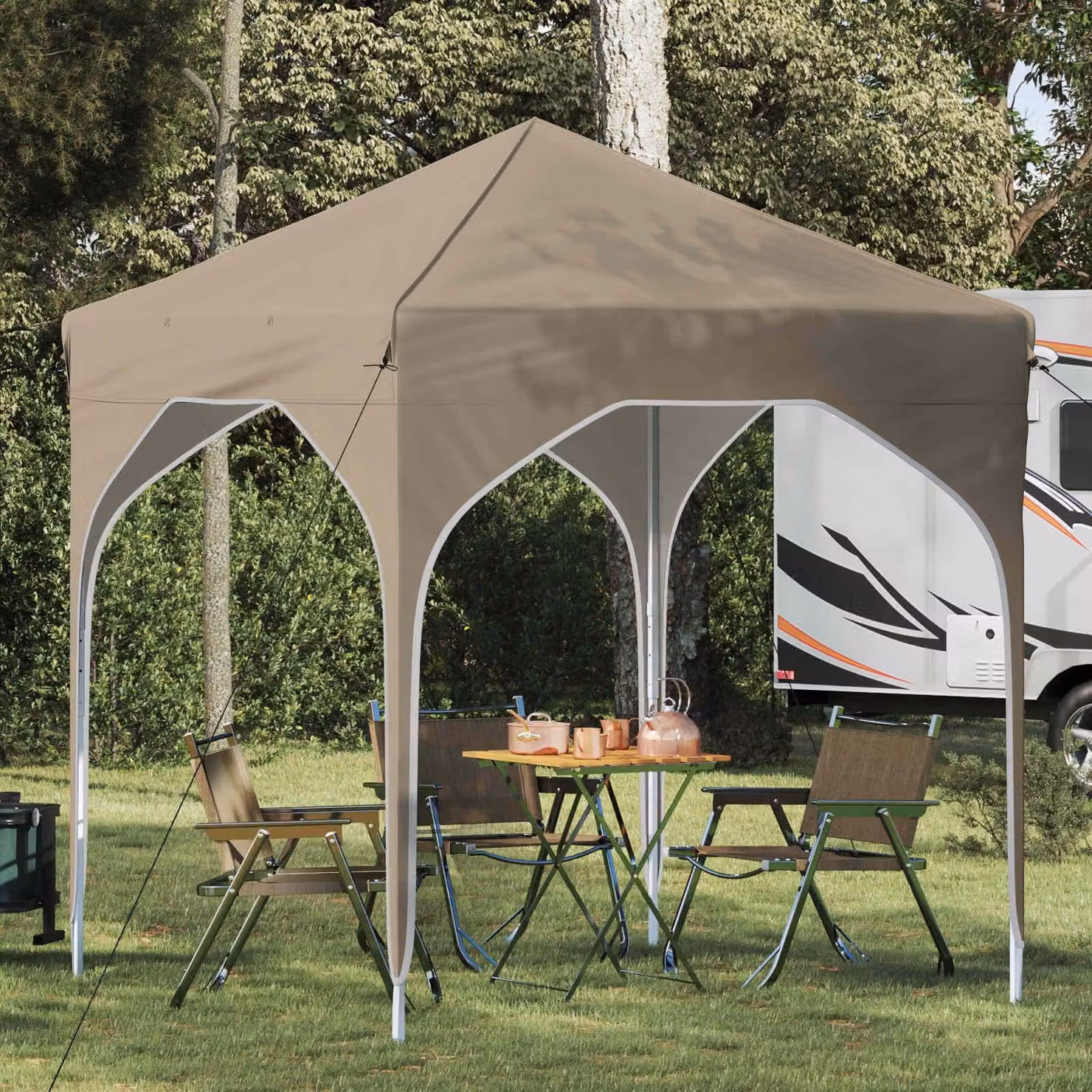 Maison Exclusive - Tenda pop-up per feste, 194 x 194 x 245 cm, color crema