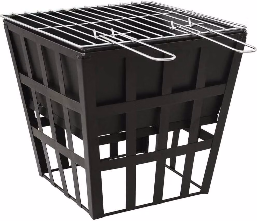 Braciere e Barbecue 2 in 1 34x34x48 cm in Acciaio