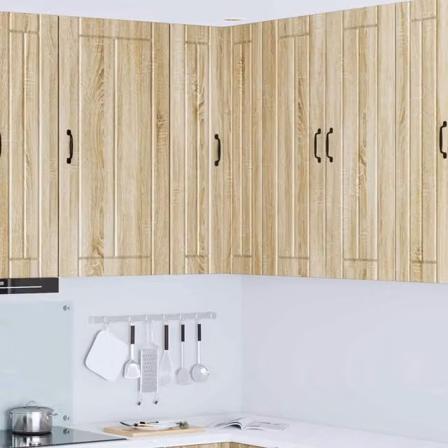Pensile da cucina moderno vidaXL in legno color rovere con ante scorrevoli, L/P/H: 57 x 57 x 100 cm