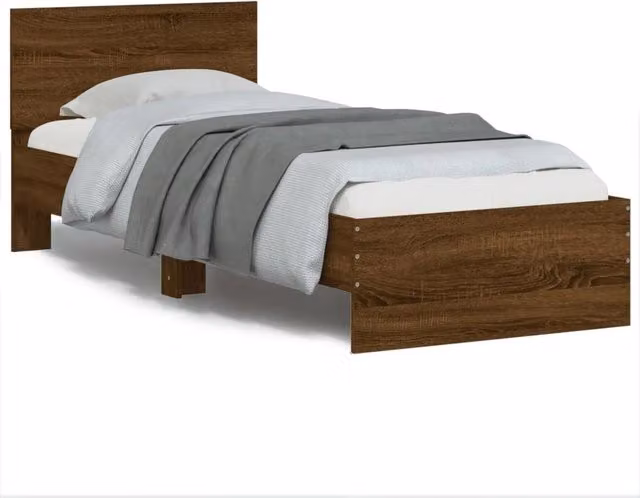 Letto singolo per adulti con testiera in rovere marrone DESIGN IN L/P/H: 90 x 200 x 103 cm
