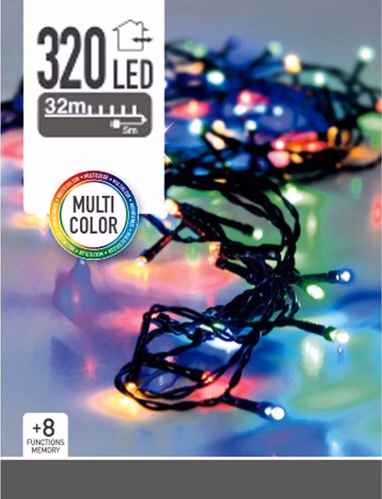 320 luci per albero di Natale a LED, da esterno, 32 m, multicolore, multicolore