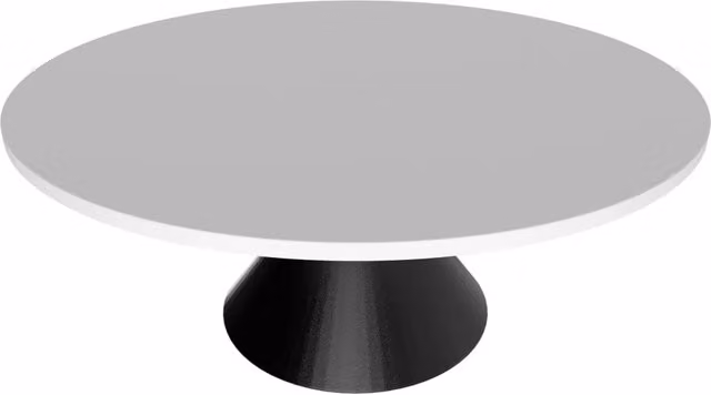 Graal Black - Tavolo Rotondo Ø120 cm Base a Doppio Cono Nero in Metallo e Top in Legno Laminato Bianco