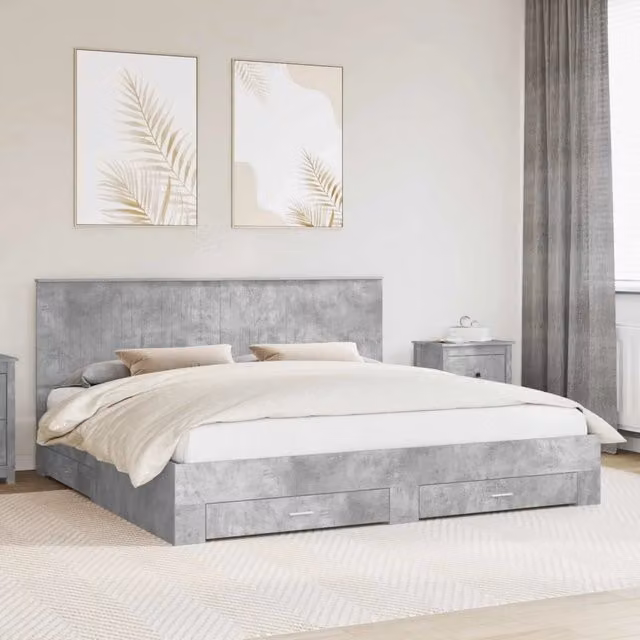 Struttura del letto con cassetto Grigio cemento 200 x 200 cm 3411267