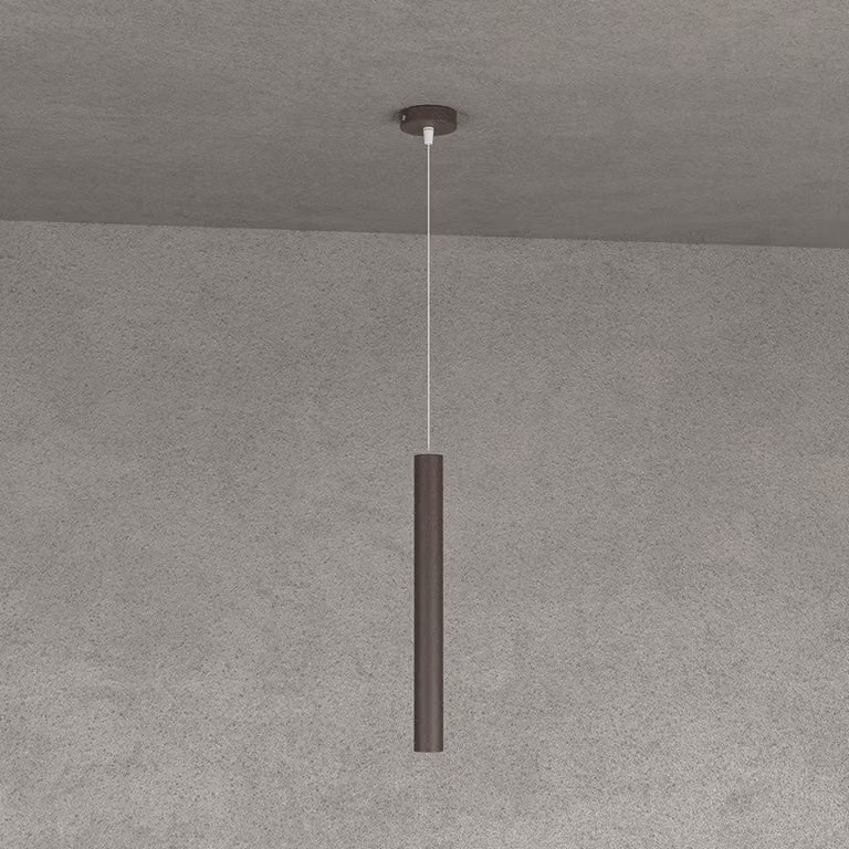 Sospensione Moderna Round Tube Metallo Marrone 1 Luce Gu10