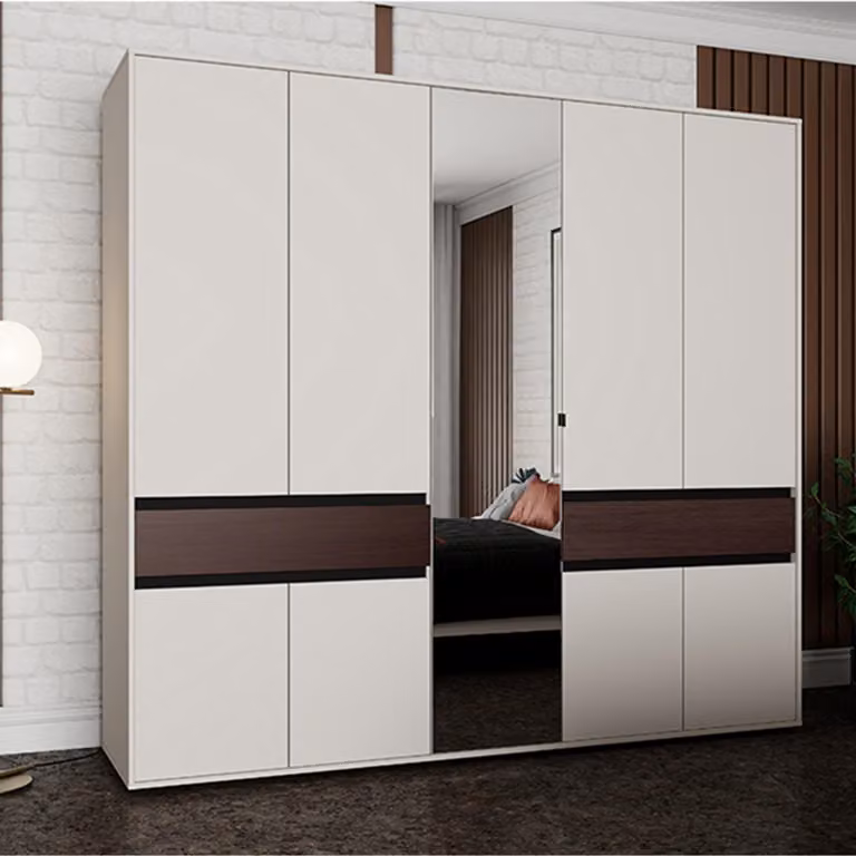 Ubud - Guardaroba Grande, 228x211h cm Bianco Crema, 2 Cassetti