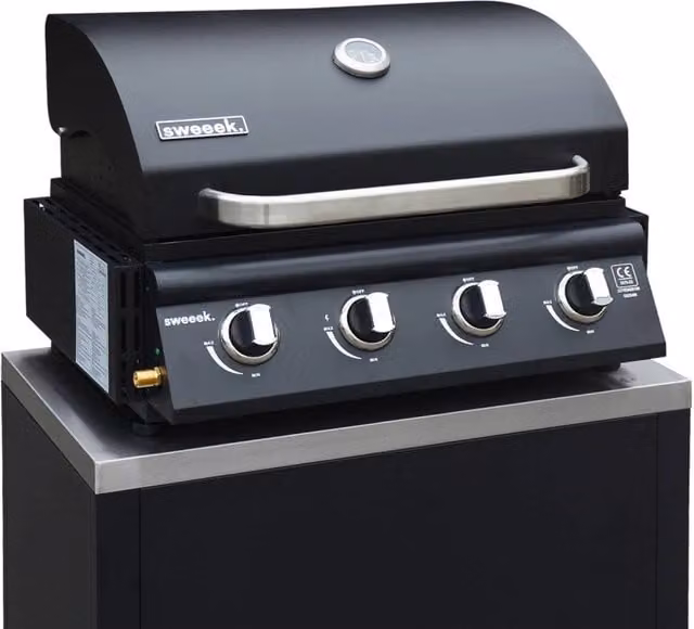 Barbecue a gas a 4 bruciatori, nero