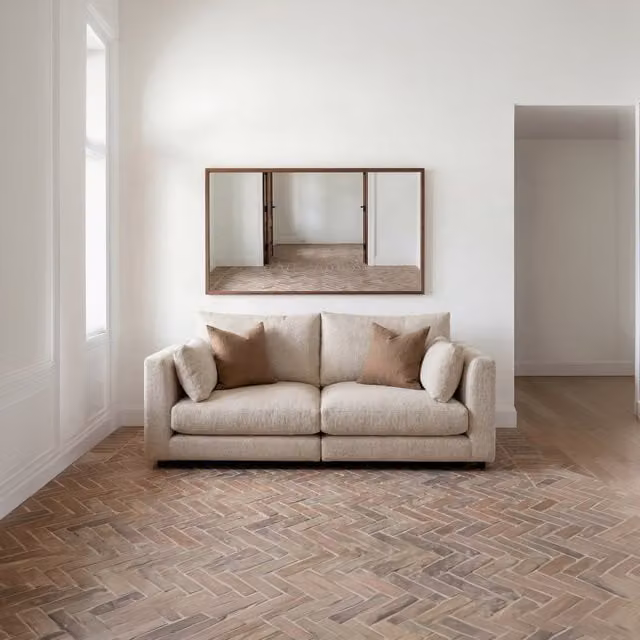 Divano modulare Banak Tokio a 2 posti beige con coperture rimovibili e cuscini inclusi