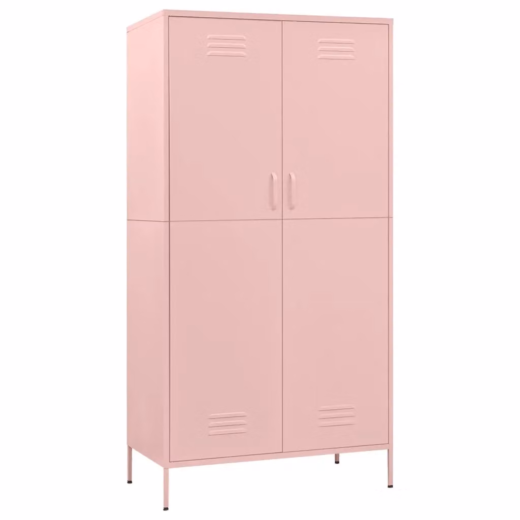 Armadio moderno vidaXL in metallo rosa con ante a battente, ripiani interni e appendiabiti, L: 90 cm, P: 50 cm, H: 180 cm – 2